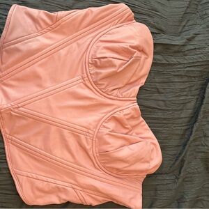 Cute Pink Faux Leather Corset Top